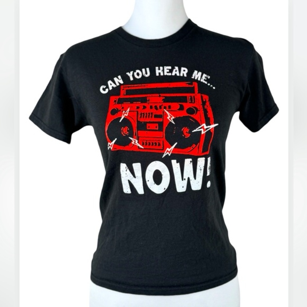 Rock & Roll Hall of Fame Can You Hear Me Now Black Graphic Tee Shirt XS